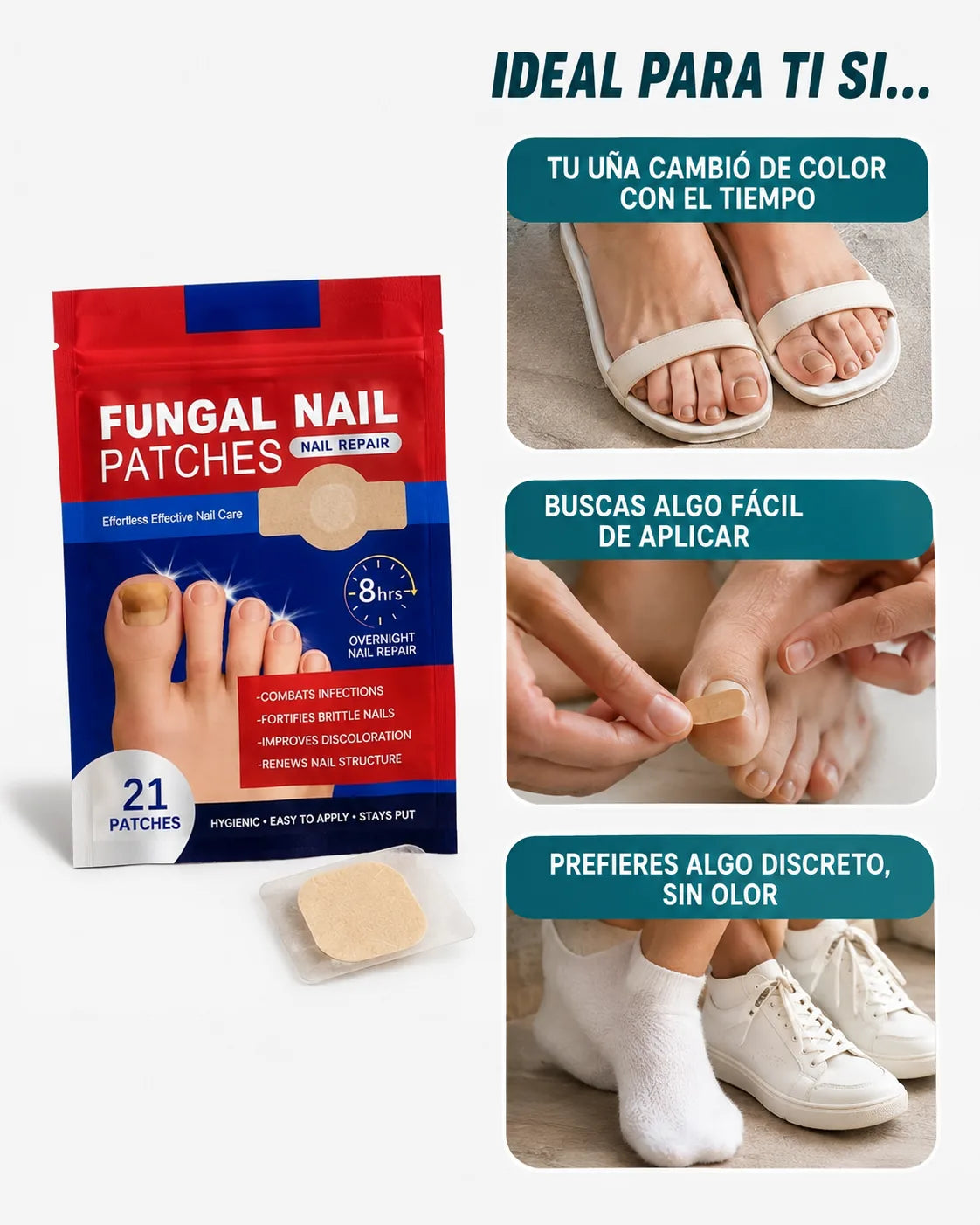 El parche que elimina hongos, fortalece y restaura tus uñas mientras duermes💤