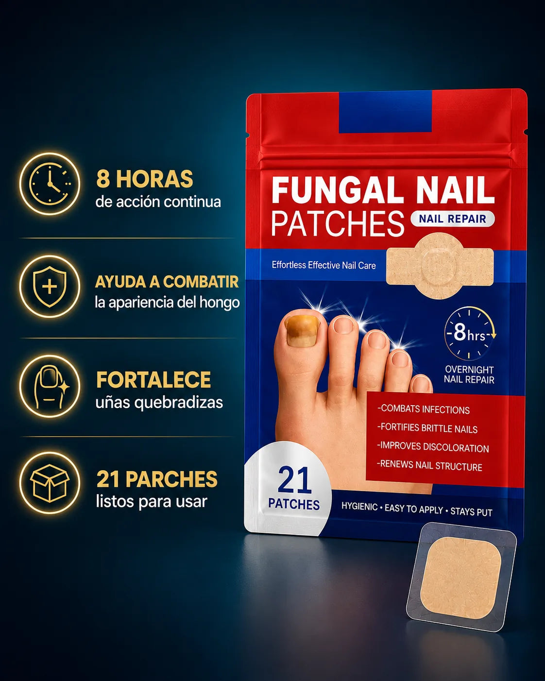 El parche que elimina hongos, fortalece y restaura tus uñas mientras duermes💤